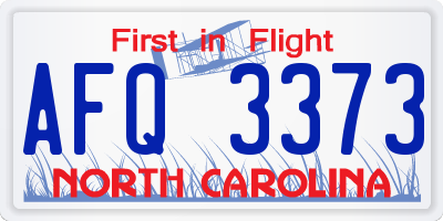 NC license plate AFQ3373