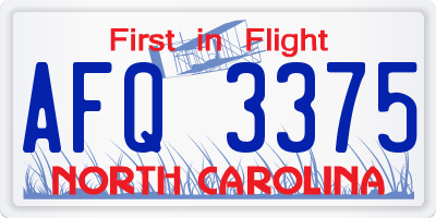 NC license plate AFQ3375