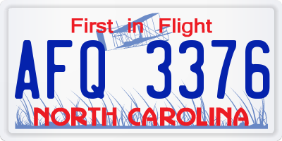 NC license plate AFQ3376