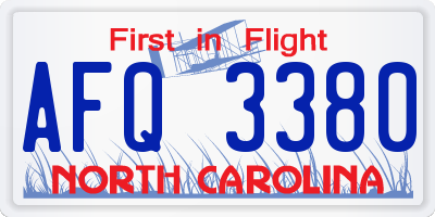 NC license plate AFQ3380