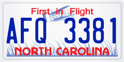 NC license plate AFQ3381