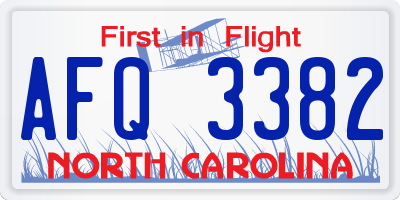 NC license plate AFQ3382