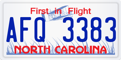 NC license plate AFQ3383