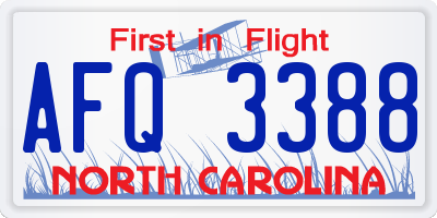NC license plate AFQ3388