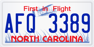 NC license plate AFQ3389