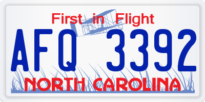 NC license plate AFQ3392