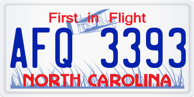 NC license plate AFQ3393