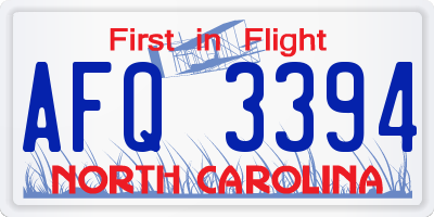 NC license plate AFQ3394