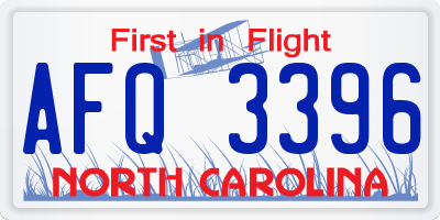NC license plate AFQ3396