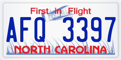 NC license plate AFQ3397