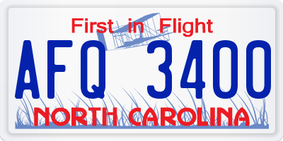 NC license plate AFQ3400