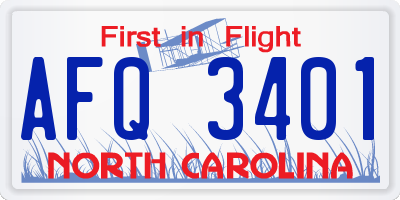 NC license plate AFQ3401