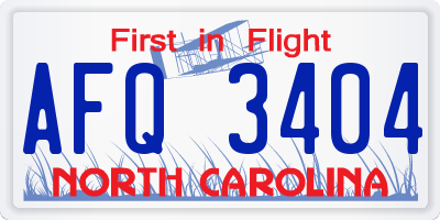 NC license plate AFQ3404