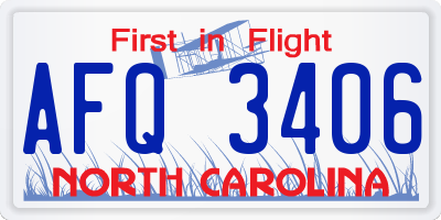 NC license plate AFQ3406