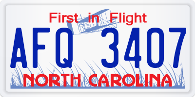 NC license plate AFQ3407