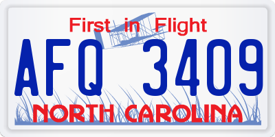 NC license plate AFQ3409