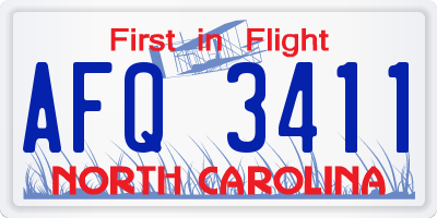 NC license plate AFQ3411
