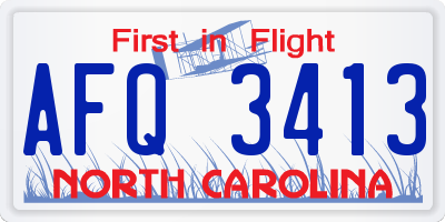 NC license plate AFQ3413