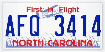 NC license plate AFQ3414