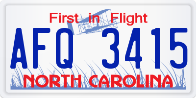 NC license plate AFQ3415