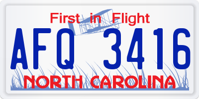 NC license plate AFQ3416