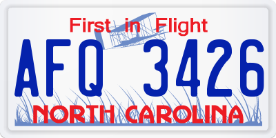 NC license plate AFQ3426