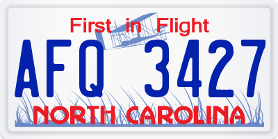 NC license plate AFQ3427
