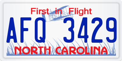 NC license plate AFQ3429
