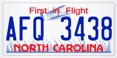 NC license plate AFQ3438