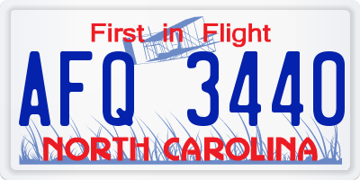 NC license plate AFQ3440