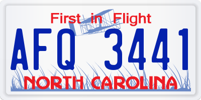 NC license plate AFQ3441