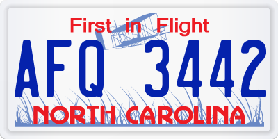 NC license plate AFQ3442