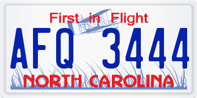 NC license plate AFQ3444