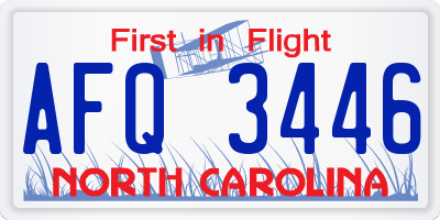 NC license plate AFQ3446