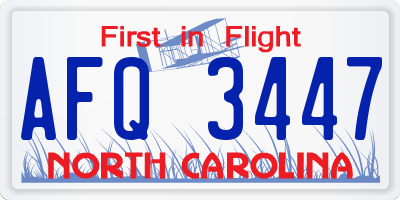 NC license plate AFQ3447