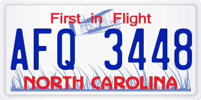 NC license plate AFQ3448