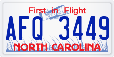 NC license plate AFQ3449