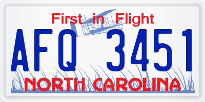 NC license plate AFQ3451