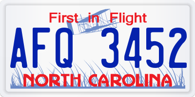 NC license plate AFQ3452