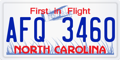 NC license plate AFQ3460