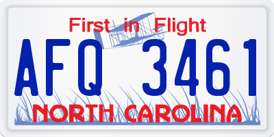 NC license plate AFQ3461