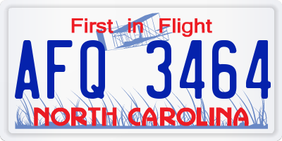NC license plate AFQ3464