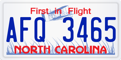 NC license plate AFQ3465