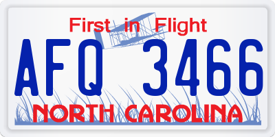 NC license plate AFQ3466