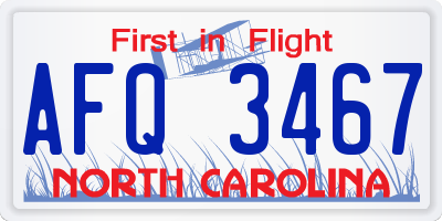 NC license plate AFQ3467