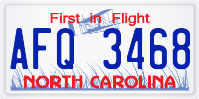 NC license plate AFQ3468
