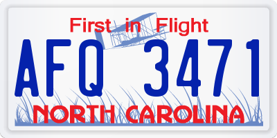 NC license plate AFQ3471