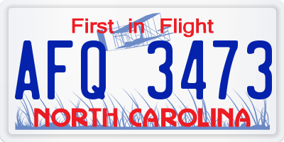 NC license plate AFQ3473