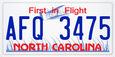 NC license plate AFQ3475