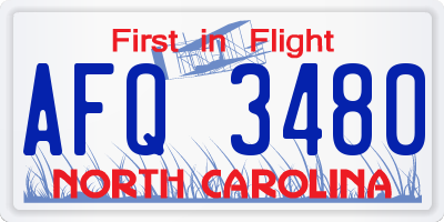NC license plate AFQ3480